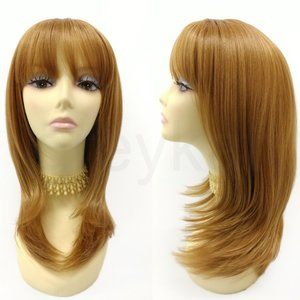 Strawberry blonde heat safe long straight wig 17"